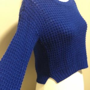 Royal Blue Knit Cropped Sweater